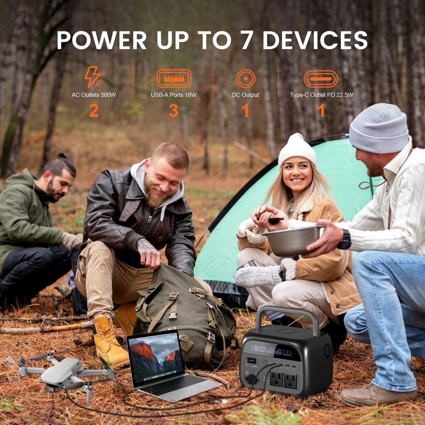 CTOLITY 500W Solar Generator 345Wh Camping Portable Power Station 100W Foldable Solar Panel, UPS Function, For Camping Emergency - TrendForce25