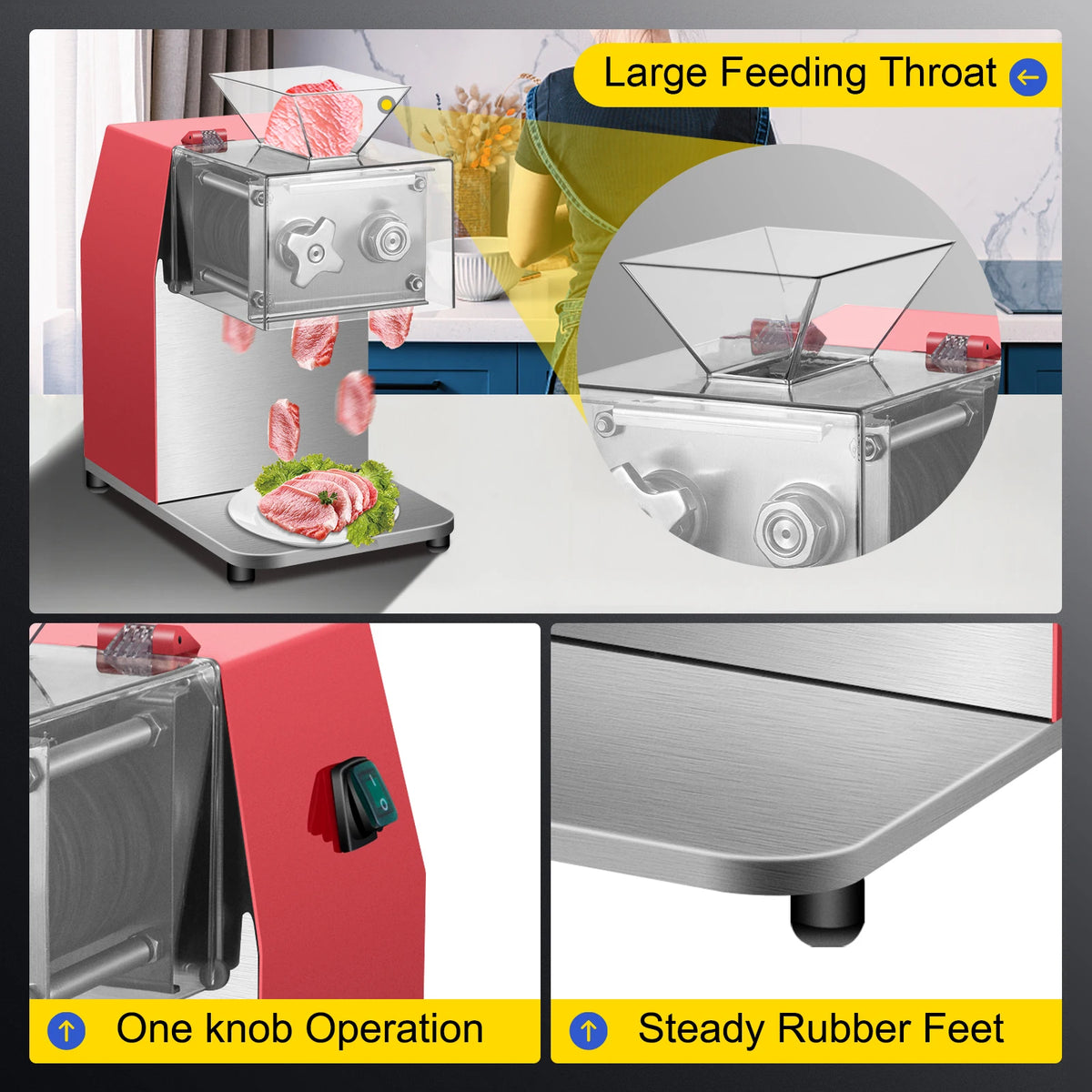 SucceBuy 250kg/H Commercial Electric Meat Slicer Grinder Vegetable Cutter Shred Machine 850W Home Automatic Food Chopper Chipper - TrendForce25