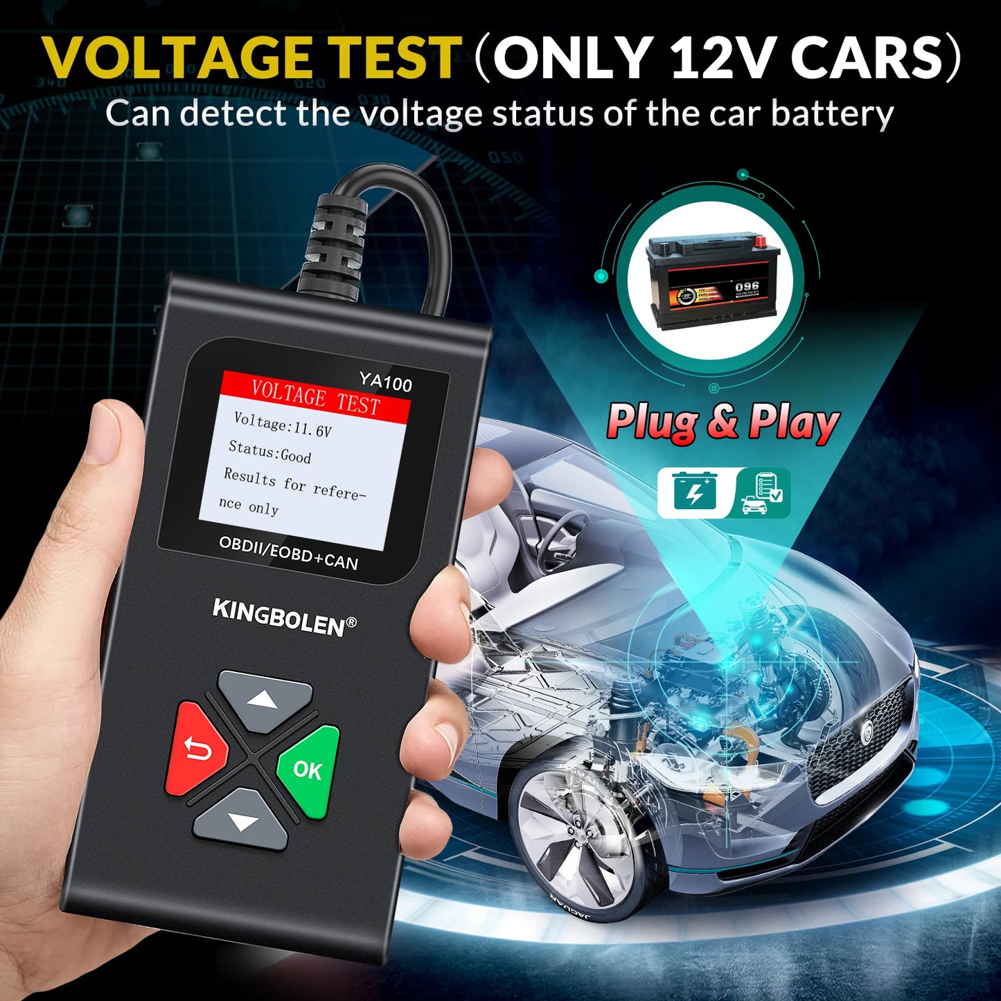 Kingbolen YA100 OBD2 Scanner Multilingual Car Diagnostic Tool check Engine Code Reaer Lifetime Free Update PK ELM327 LAUNCH 3001