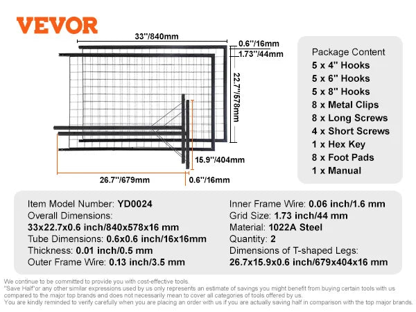 VEVOR Grid Wall Panels Tower Wire Gridwall Display Racks Double Side Gridwall Panels for Art Craft Shows Retail Display W/ Hooks