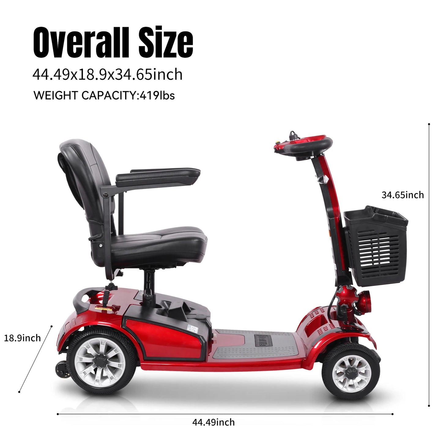 Unific Four-Wheeled Electric Scooter, 250W, 24V 20AH, 4.8MPH Max Speed, 21 Miles Range, Ideal For Short Trips and Urban Living