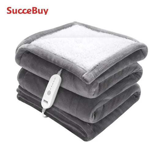 SucceBuy Heated Blanket Electric Throw 4 Sizes Soft Flannel Sherpa Heating Blanket with 3 Hours Timer Auto -off 5 Heating Levels