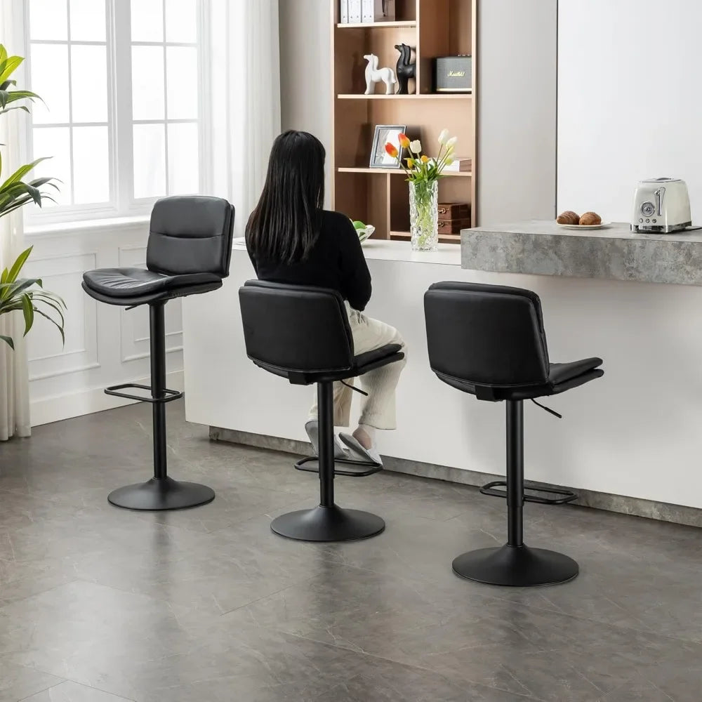 Swivel Bar Stools Set of 4, Double-Layer Upholstered Counter Height Bar Stools with Back, Adjustable Bar Stool 24"-32"