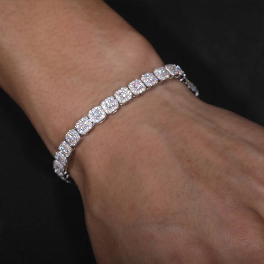 Iced Out Moissanite Halo Tennis Bracelet for Women Men S925 Sterling Silver 18k Gold Plated Jewelry with GRA Bracelets Gifts - TrendForce25
