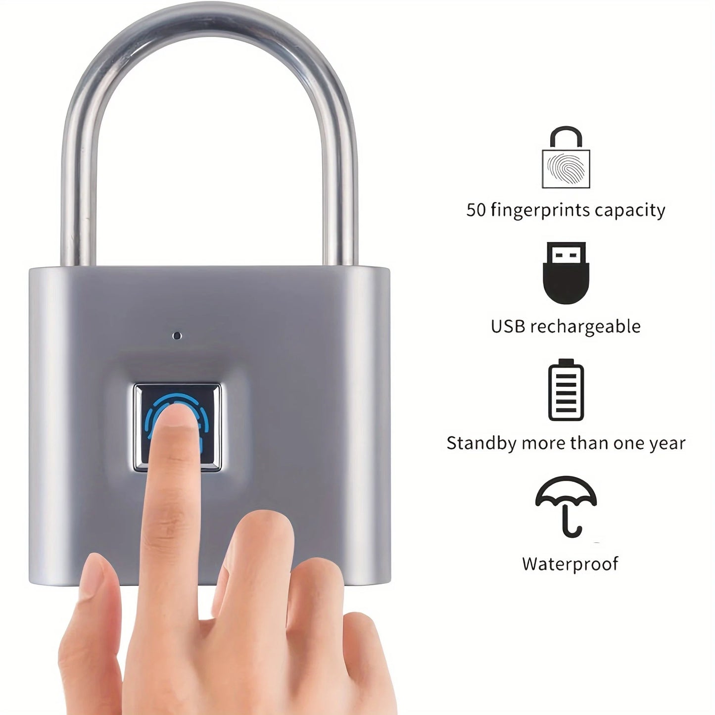 2 Pcs Perfect for Securing Suitcases and Luggage, Mini Smart Fingerprint Padlock, Anti-Theft Protection - TrendForce25