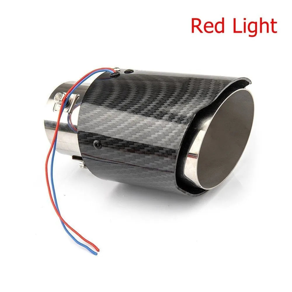 Universal Car Modified Exhaust Muffler Tip Pipe LED Red/Blue Light Outlet Exhaust Pipe Tail Throat Silencer Turbo Sport