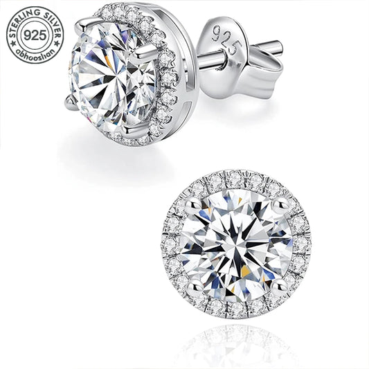 925 Silver, Moissanite Threaded Earrings, Men's Earrings, Women's Earrings, set with 0.5ct Moissanite, simple niche style, suita
