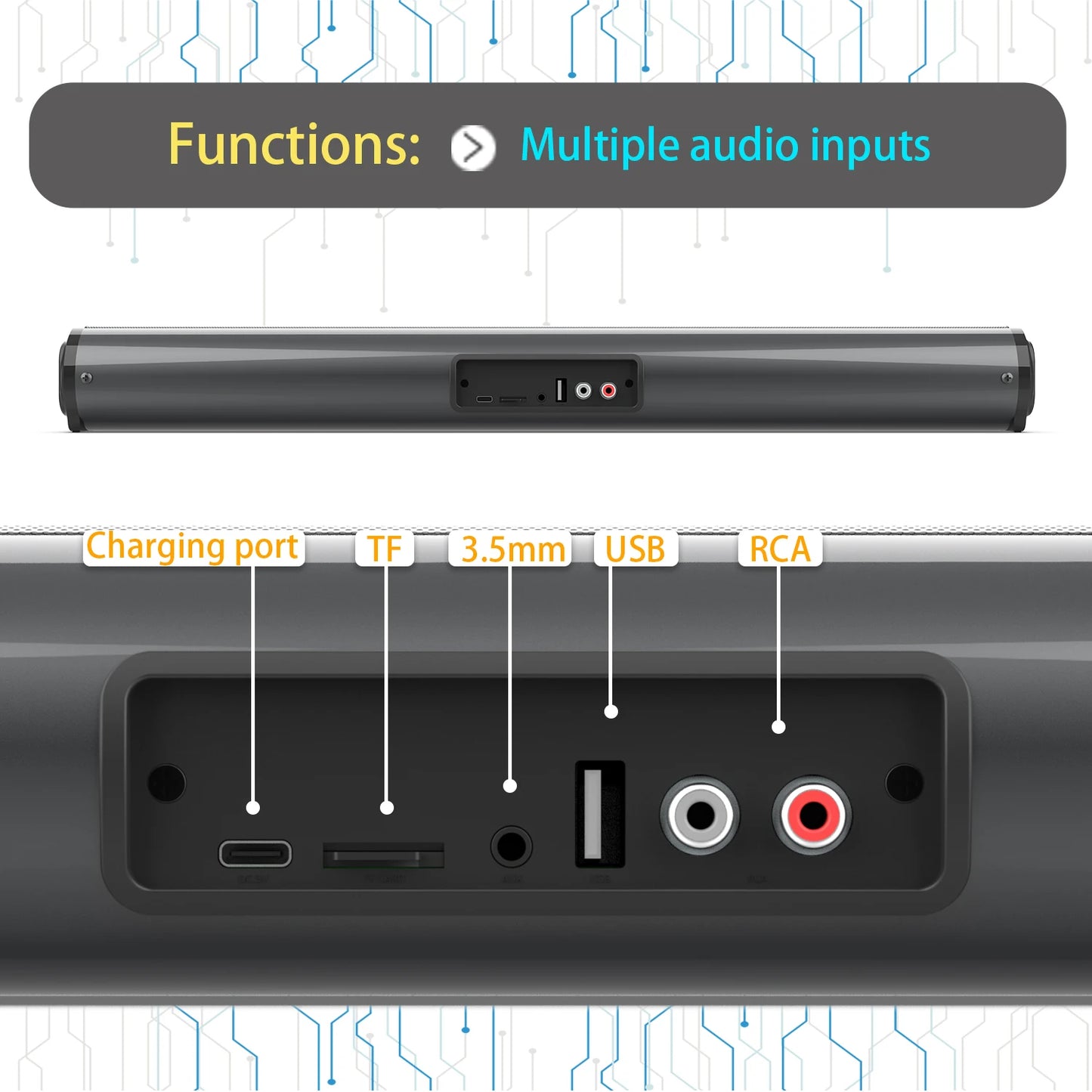 2024 Soundbar Sound Wireless Bluetooth Car Computer Speaker Stereo Tv Home Theater Sombar For 3.5mm Output PC - TrendForce25