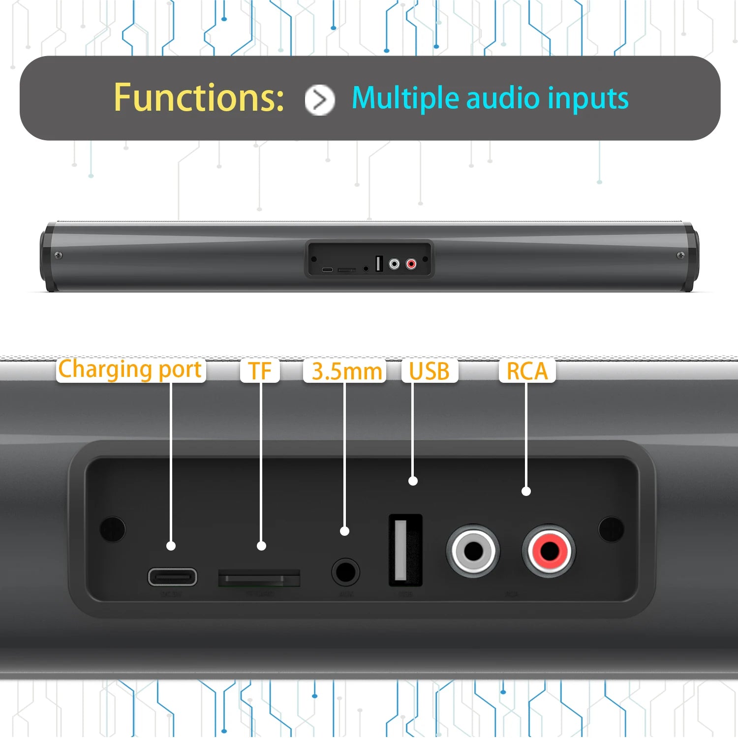 2024 Soundbar Sound Wireless Bluetooth Car Computer Speaker Stereo Tv Home Theater Sombar For 3.5mm Output PC - TrendForce25