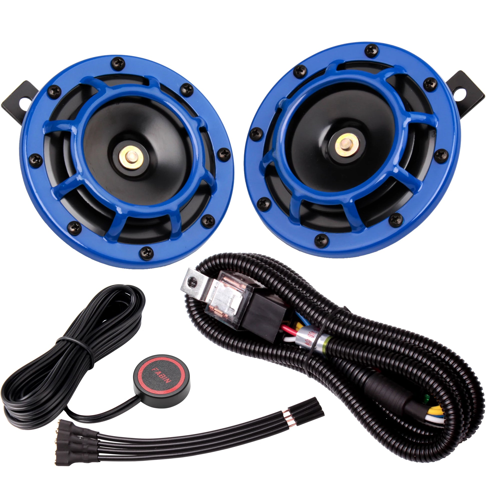ALLREY 2Pcs Car Horn Multi-Color 12V Disc Electric Air Horn Kit Dual Tone Super Loud Alarm Singal Motorcycle Truck Warning Tool - TrendForce25
