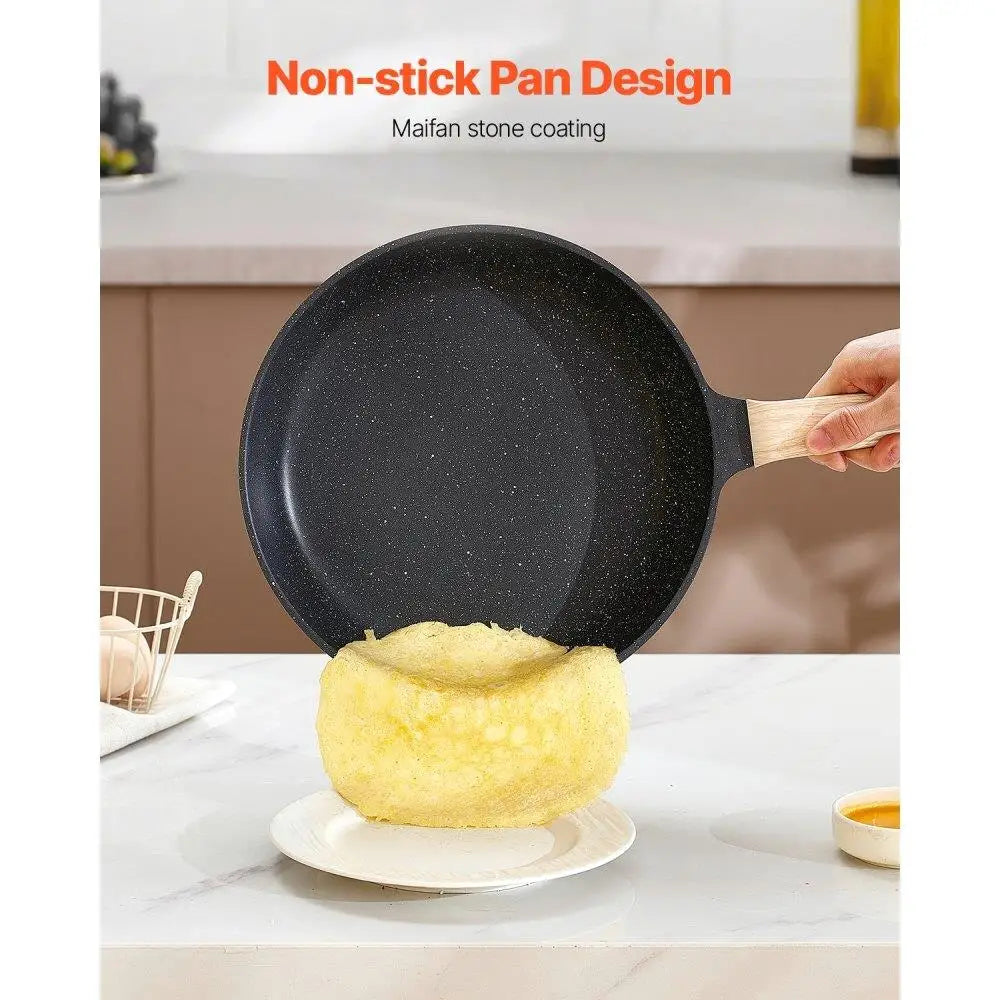 17 Piece Granite Nonstick Pots and Pans Cookware Set for Induction Black Kitchen Essentials