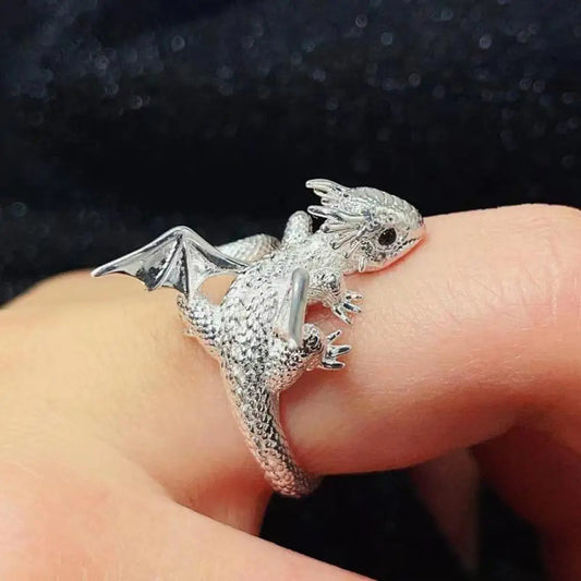 Dragon Rings Gothic Punk Style Pterosaur Wings Alloy Opening Adjustable Rings Vintage Jewelry Accessories Gifts For Women Men
