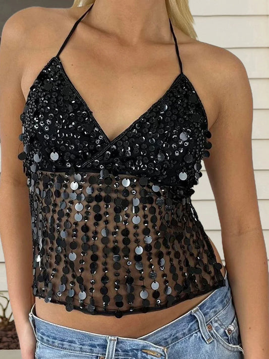 Women s V-Neck Sleeveless Blouse Summer Casual Loose Fit Lace Trim Tie Front Tank Tops with Adjustable Straps