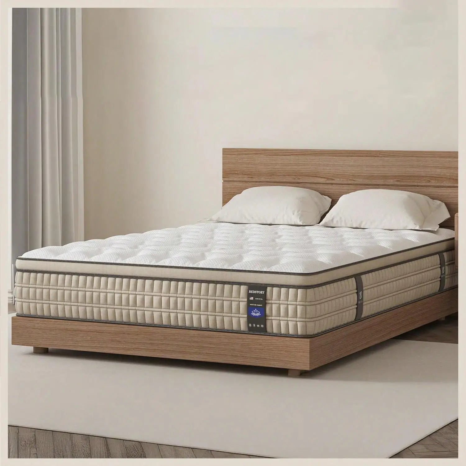 BedStory 12 Inch Full/King Hybrid Gel Memory Foam Mattress, Queen Size Mattress with Breathable Fabric for Comfortable Sleep - TrendForce25