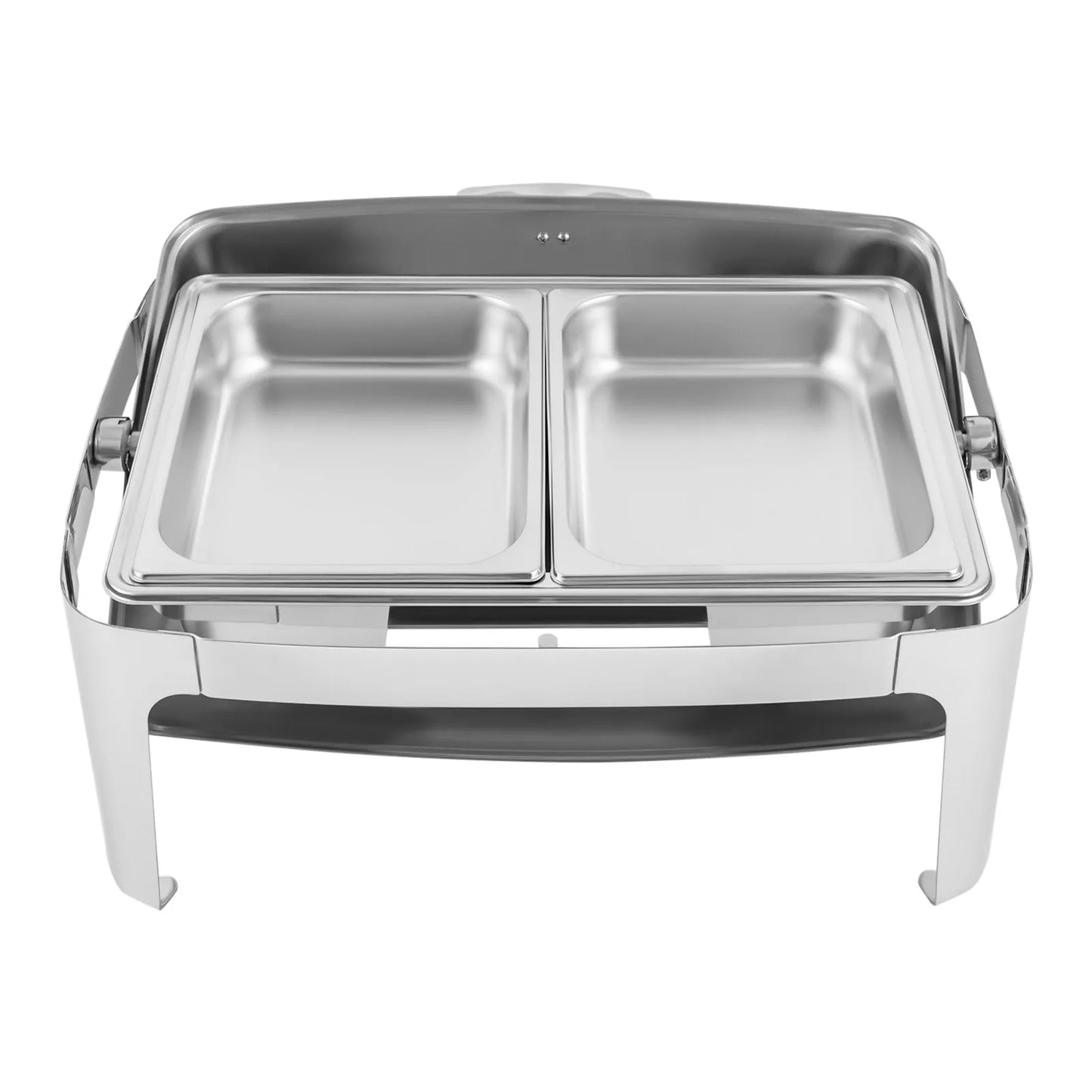 9L Roll Top Chafing Dish, Tempered Glass Cover, Alcohol Stove, Heating Plate, Stainless Steel for Catering and Buffets