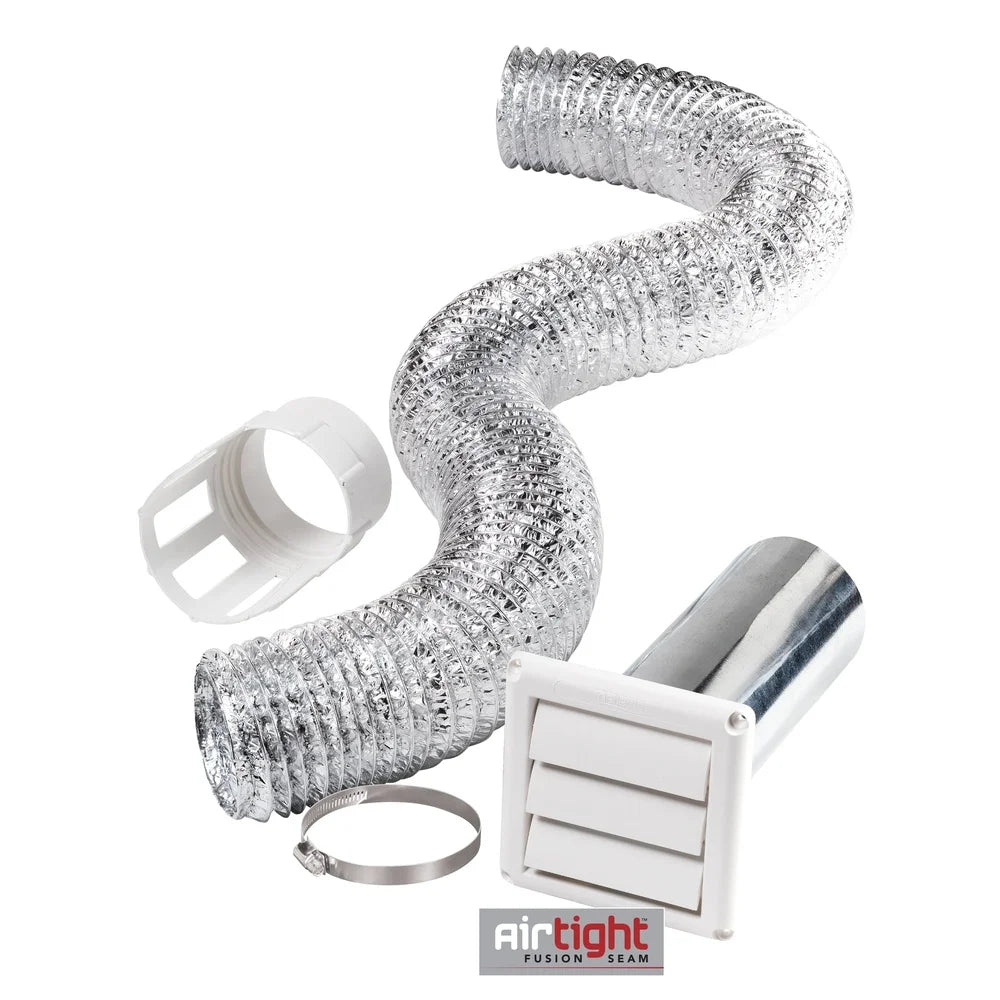 Complete 8in Dryer Vent Kit with Lint Trap Water Resistant Airtight Duct Electric Dryers Indoor Ventilation 2 Clamps Included