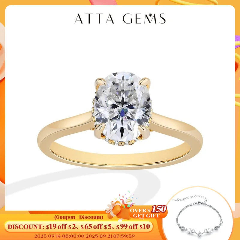 ATTAGEMS Oval cut 9*7mm2CT DVVS Moissanite Ring 925 Sterling Silver for Women Wedding Jewelry High Quality Shipping from the USA