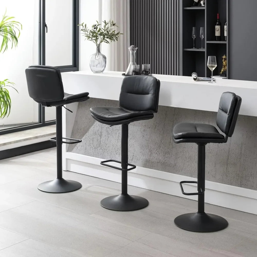 Swivel Bar Stools Set of 4, Double-Layer Upholstered Counter Height Bar Stools with Back, Adjustable Bar Stool 24"-32"