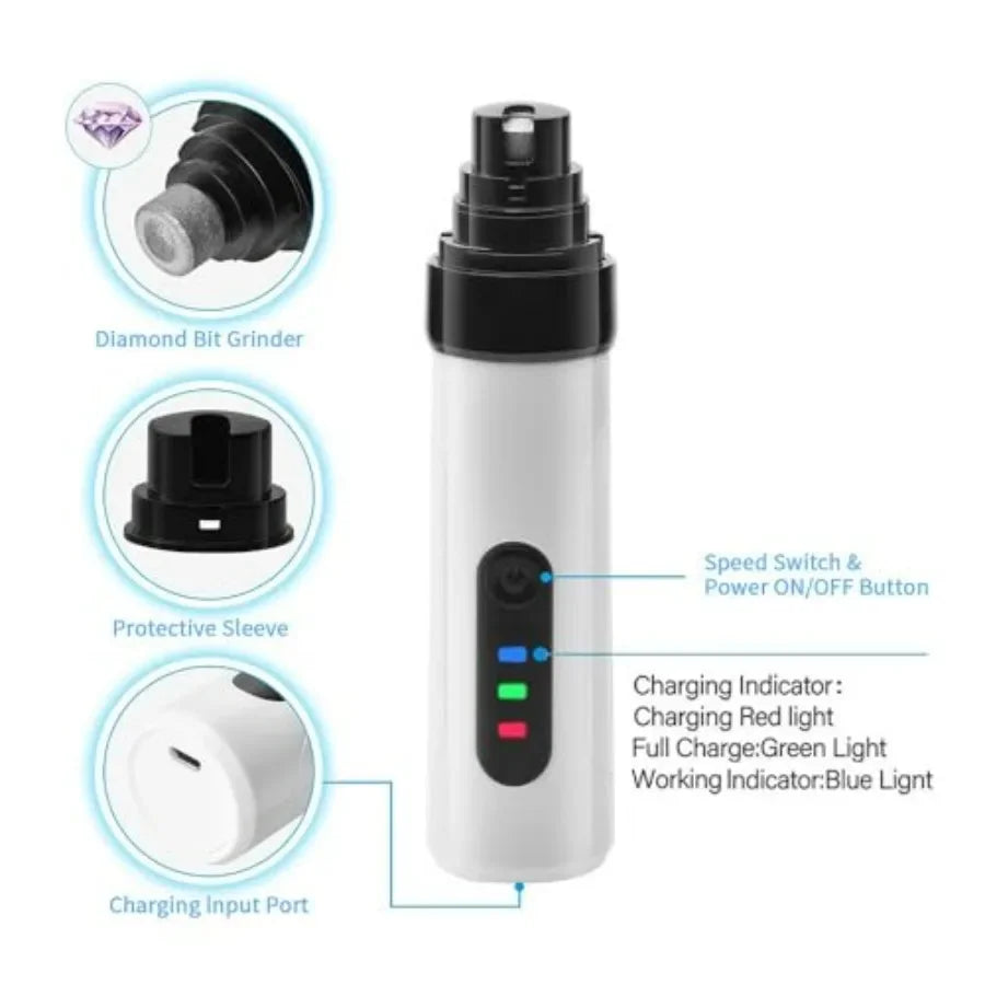 Silent Groom Pro Heusom Dog Nail Grinder Low Noise USB Rechargeable Pet Clipper for Painless and Safe Paw Grooming Trimming Ide