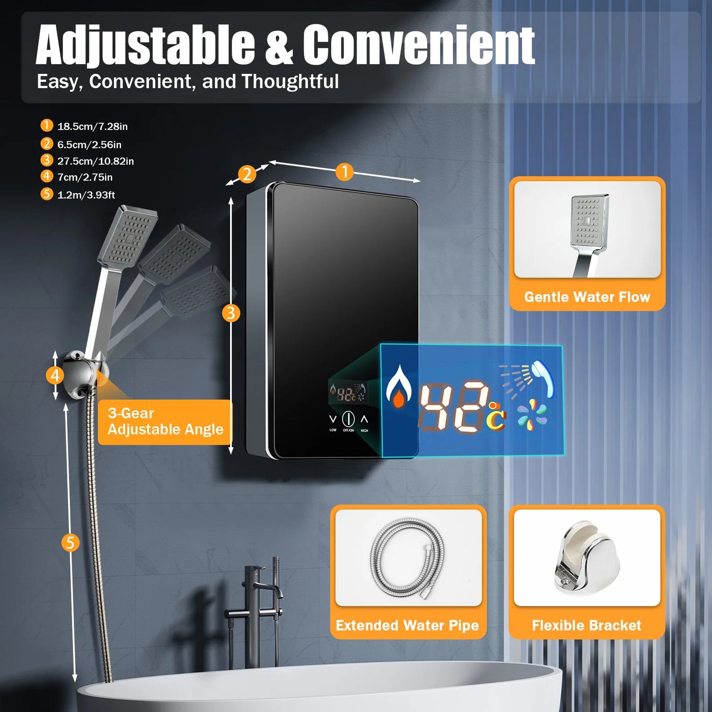 6500W Electric Water Heater Fast Heating 86-131℉ Thermostat Function Shower Kitchen Instant Heating Water Heater High Safety - TrendForce25