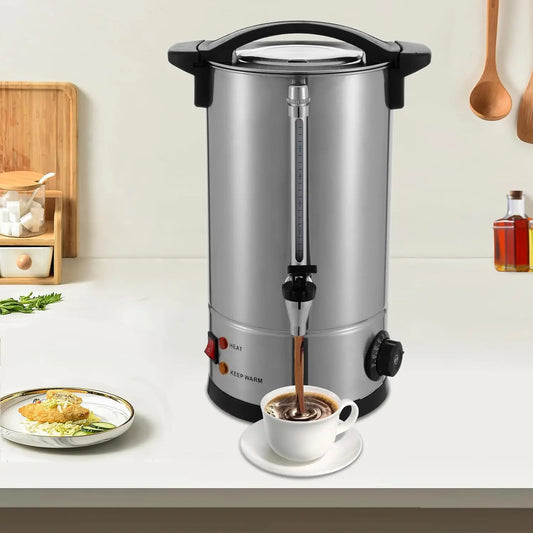 Commercial Coffee Urn, 110V Coffee Percolator Commercial Coffee Maker, Stainless Steel Coffee Maker Hot Water Beverage Dispenser