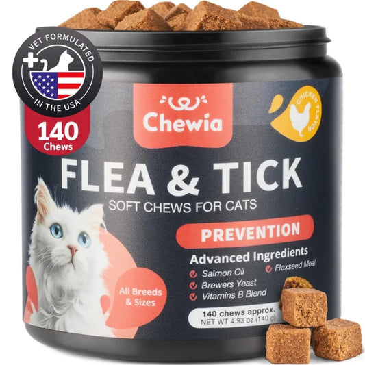 Flea Treatment for Cats Daily Oral Cat Flea and Tick Treatment Chews Chewable Kitten Flea Treatment Soft Treats for All Breeds - TrendForce25