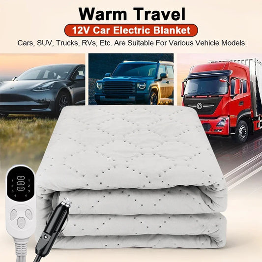 12V Car Electric Heating Blanket Plush 180x70cm Thicker Heated Mattress Auto Sleeper Warm Heater Adjustable Temperature Pad - TrendForce25