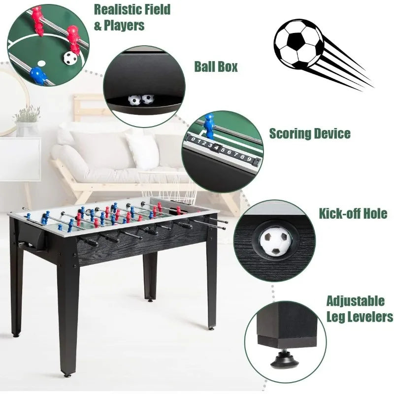 Giantex 48'' Foosball Table, Wooden Soccer Table Game w/Footballs, for 4 Players,Competition Size Table Football for Kids,Adults