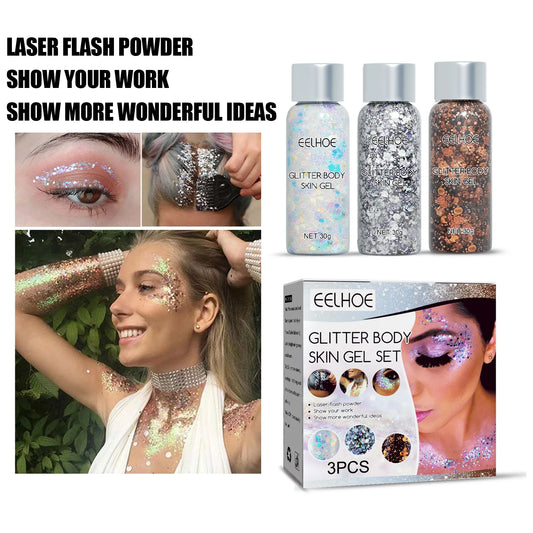 Body Glitter Gel Sequins Long Acting Face Eyes Hair Prom Party Mermaid Scales Not Easy To Take Off Makeup - TrendForce25