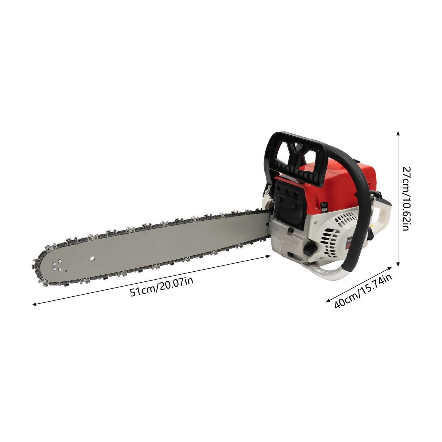 Gasoline Chainsaw with 52cc Engine, 20-inch Bar, and 7500RPM Speed for Heavy-Duty Cutting, Complete with Tool Bag - TrendForce25