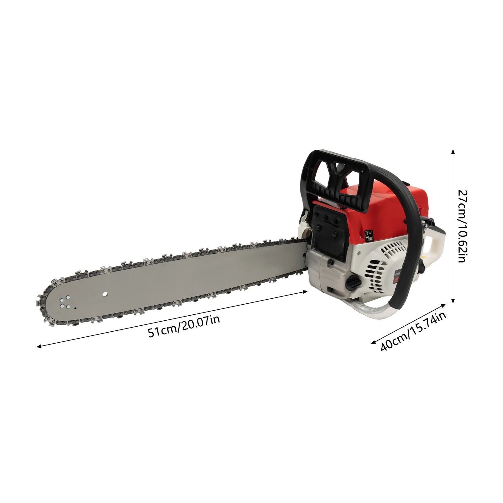 Gasoline Chainsaw with 52cc Engine, 20-inch Bar, and 7500RPM Speed for Heavy-Duty Cutting, Complete with Tool Bag - TrendForce25