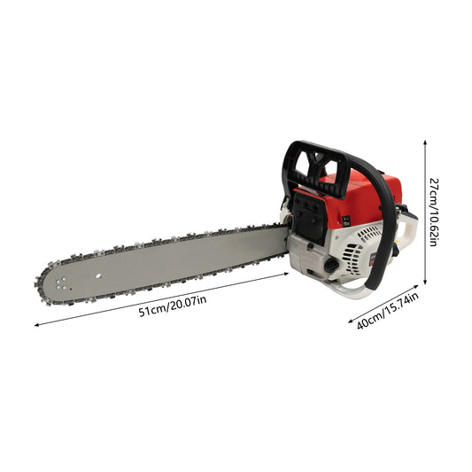 Gasoline Chainsaw with 52cc Engine, 20-inch Bar, and 7500RPM Speed for Heavy-Duty Cutting, Complete with Tool Bag - TrendForce25