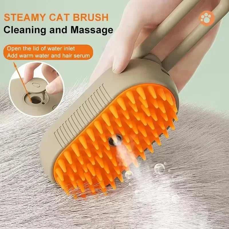 Pet Steam Brush Steam Cats Comb Electric Sprayer for Massage Wool Cat Brush Vaporizer Hair Removal Grooming Pets Accessories - TrendForce25