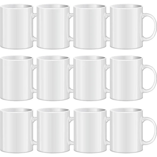 Mugs Blank Tazas Para Sublimacion White Ceramic Sublimation Cups Bulk Mugs for Coffee Tea Latte Hot Cocoa 11 oz Set of 12