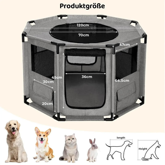 Dog Playpen, Cat Dog Crate Portable Pet Exercise Cage Kennel House Puppy Playpen Animal Playpen Indoor/Outdoor, Water-Resistant - TrendForce25