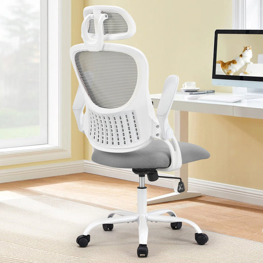 JHK Mesh Ergonomic Office Computer Desk Chair Flip-up Arms Adjustable Headrests Comfortable Lumbar Support For Home Office - TrendForce25