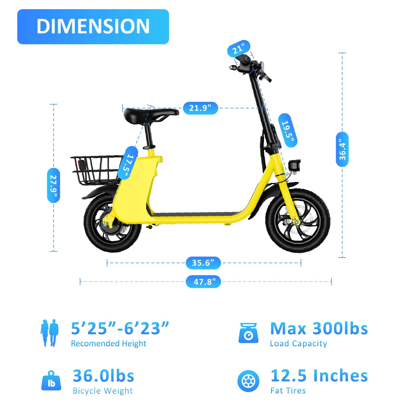 450W adult electric scooter 15.5mph, with seat and shopping basket, suitable for female electric scooters for urban commuting - TrendForce25
