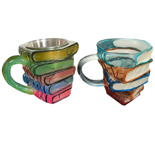 Novelty 3D Painted Books Coffee Mug Creative Drinking Cup Tea Cup Collection Gifts for Literature Lovers