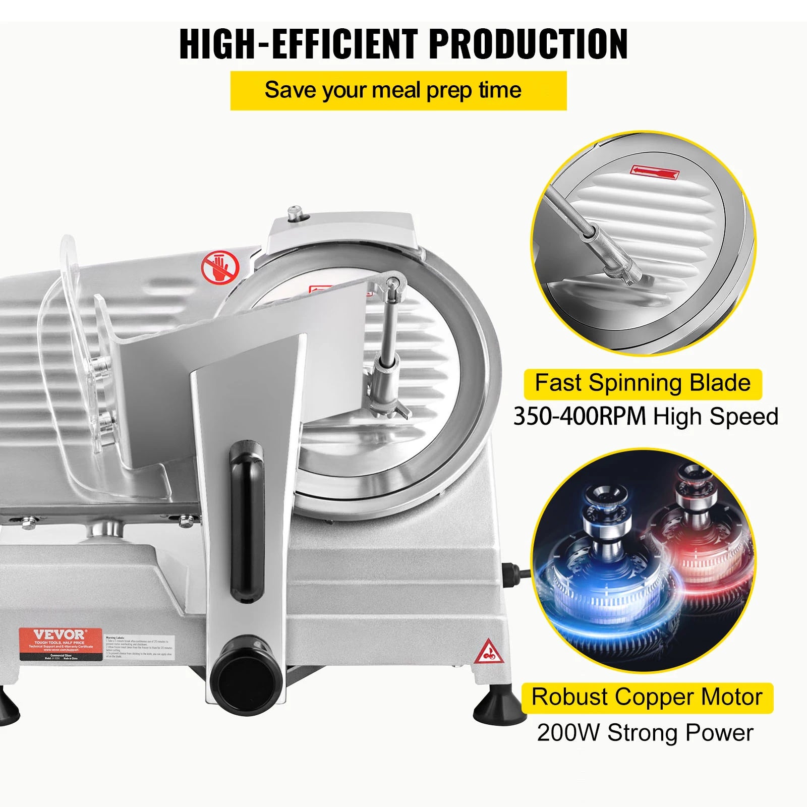 VEVOR Meat Slicer 200W/240W/320W/340W Electric Deli Food Slicer Adjustable Thickness for Commercial and Home Use Cut Meat Cheese - TrendForce25