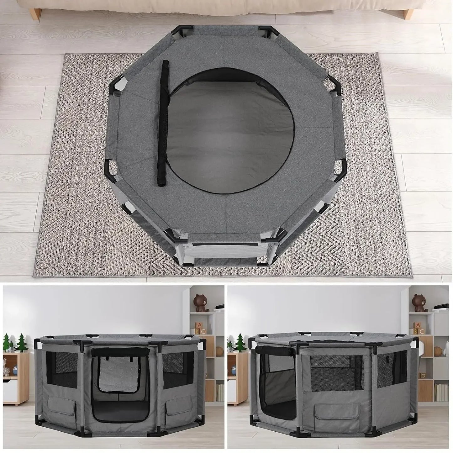 Dog Playpen, Cat Dog Crate Portable Pet Exercise Cage Kennel House Puppy Playpen Animal Playpen Indoor/Outdoor, Water-Resistant - TrendForce25