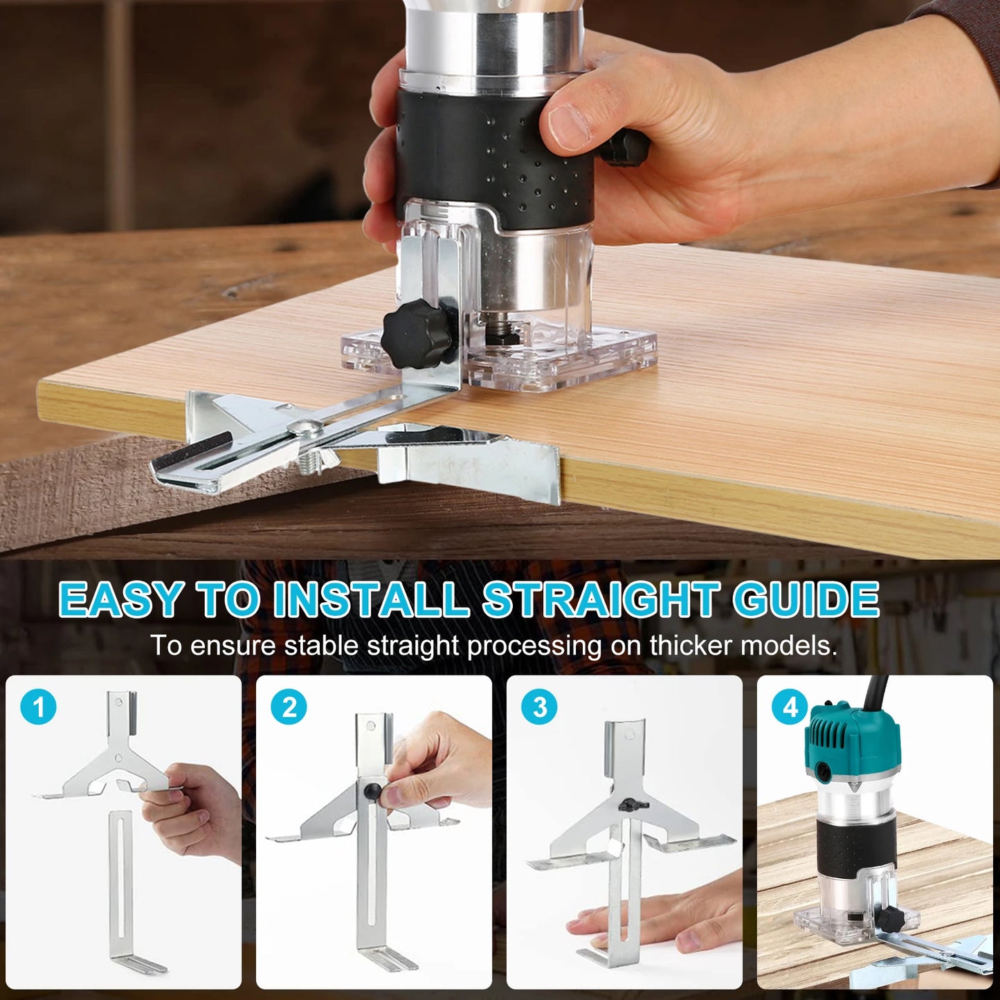 Electric Trimmer Wood Router Woodworking Trimming Milling Engraving Slotting Machine US 110V Linear guide rail - TrendForce25
