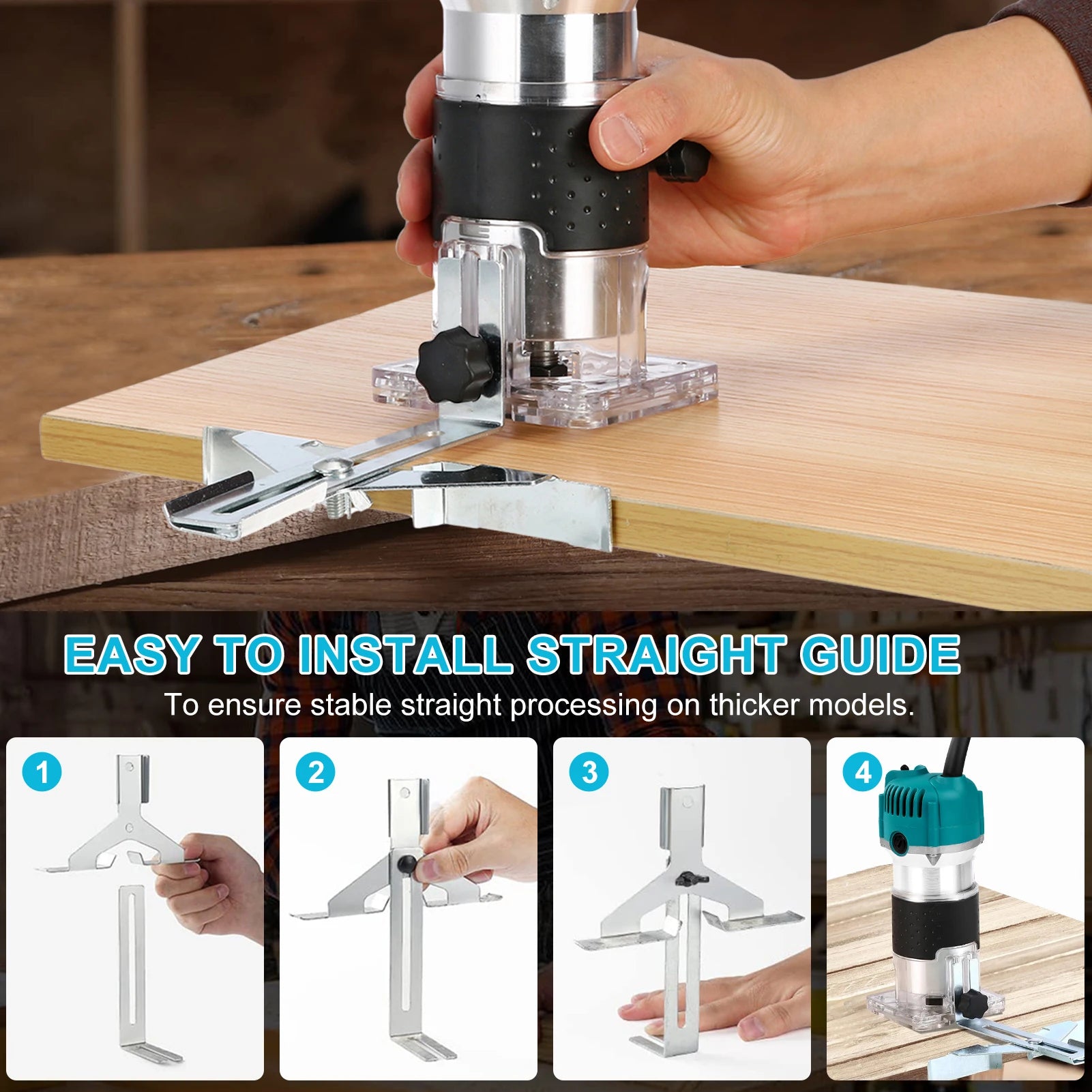 Electric Trimmer Wood Router Woodworking Trimming Milling Engraving Slotting Machine US 110V Linear guide rail - TrendForce25