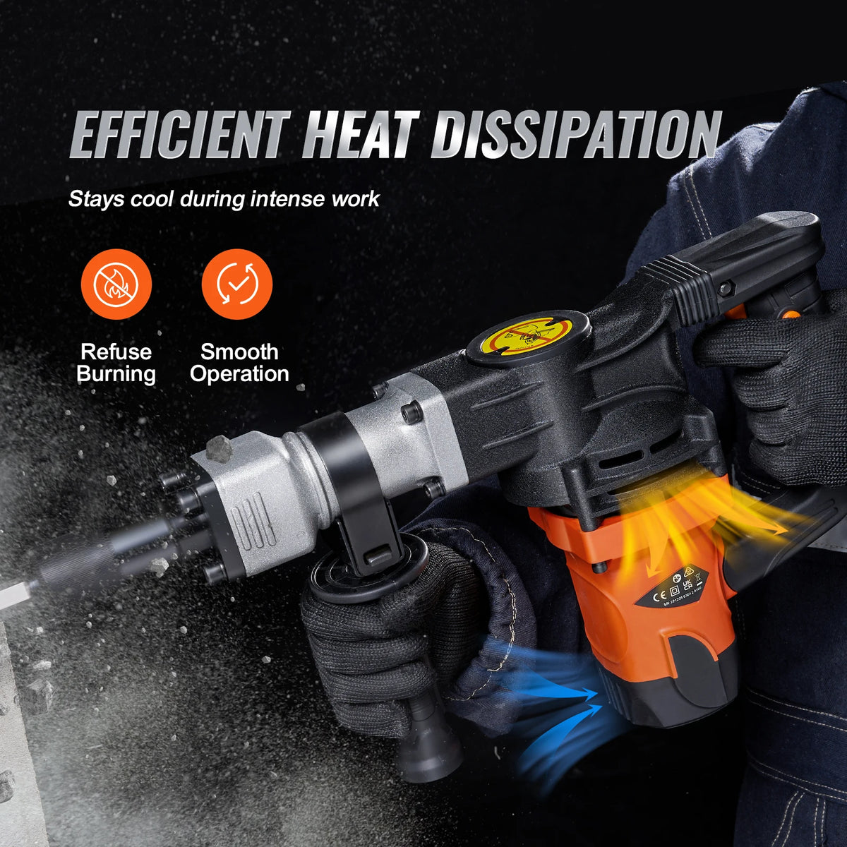 SucceBuy 1400W Demolition Jack Hammer Electric Jackhammer Heavy Duty 2900 BPM Concrete Breaker 2pcs Chisels Bits Chipping - TrendForce25