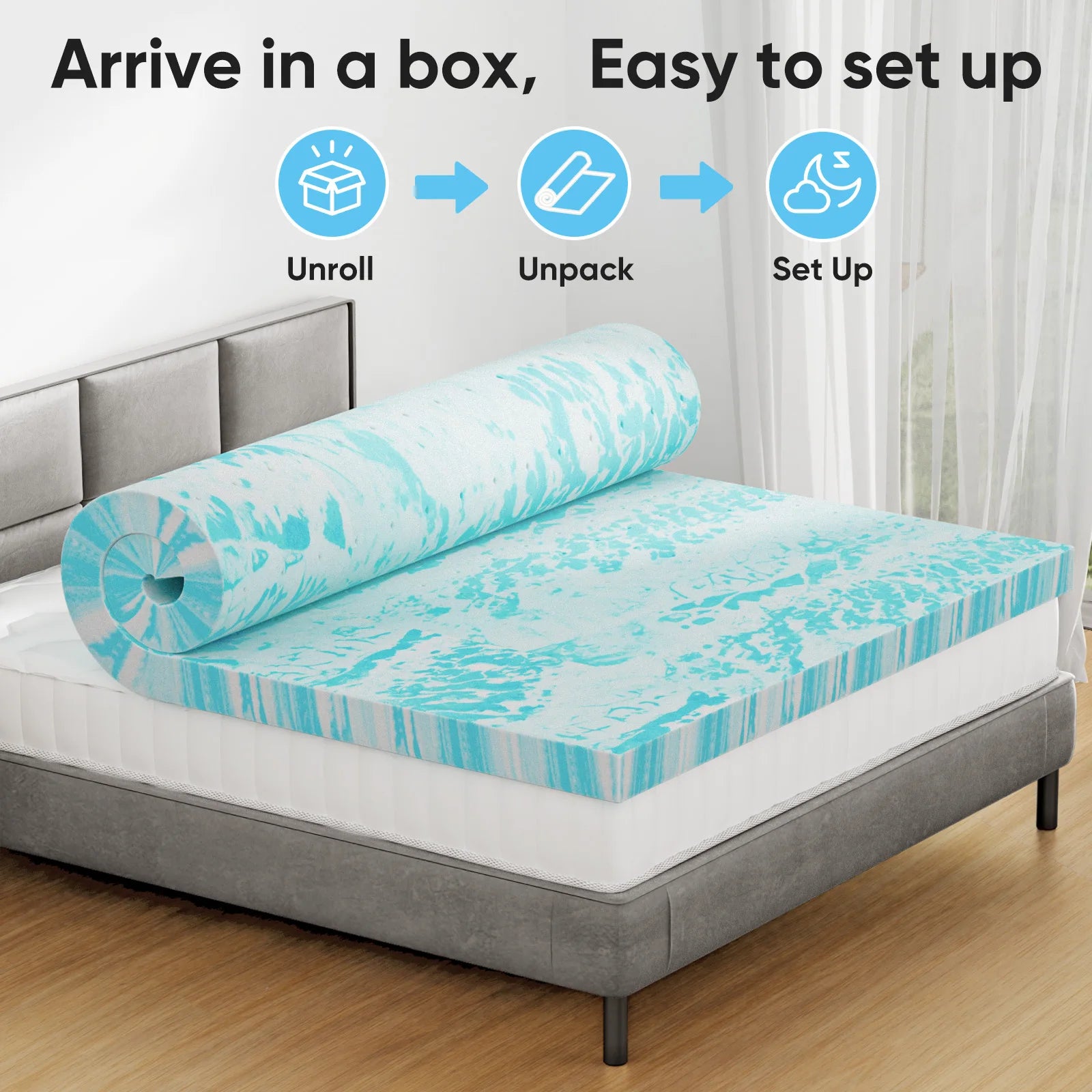 JHK 3 Inch Gel Memory Foam Mattress Topper Full Size Cooling Mattress Soft and Breathable Bed Topper School Bedroom Furniture - TrendForce25