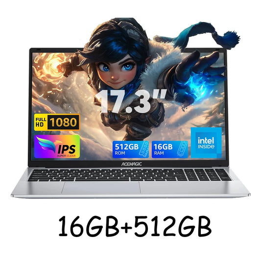 ACEMAGIC 17.3inch Laptop with High Performance Quad Core-12th Alder Lake N97 Laptop Computer Spacious Storage 16GB RAM 512GB ROM - TrendForce25