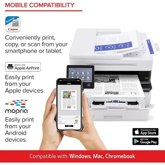 imageCLASS MF465dw - Monochrome, Duplex Wireless Laser Printer, All-in-One Auto Document Feeder, Mobile Ready, 42 PPM, White