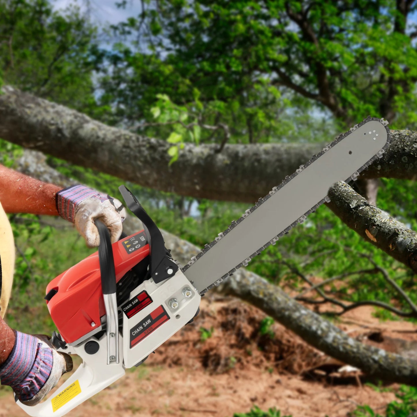Gasoline Chainsaw with 52cc Engine, 20-inch Bar, and 7500RPM Speed for Heavy-Duty Cutting, Complete with Tool Bag - TrendForce25