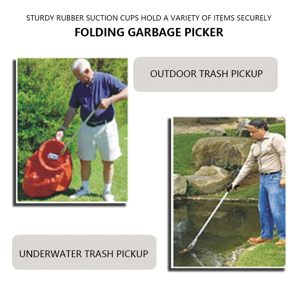 Trash Grabber Aluminum Alloy Waste Leaves Pick Strong Rubber Suction Cups Trash Pickup Tool for Indoor/Outdoor/Workplace/Home