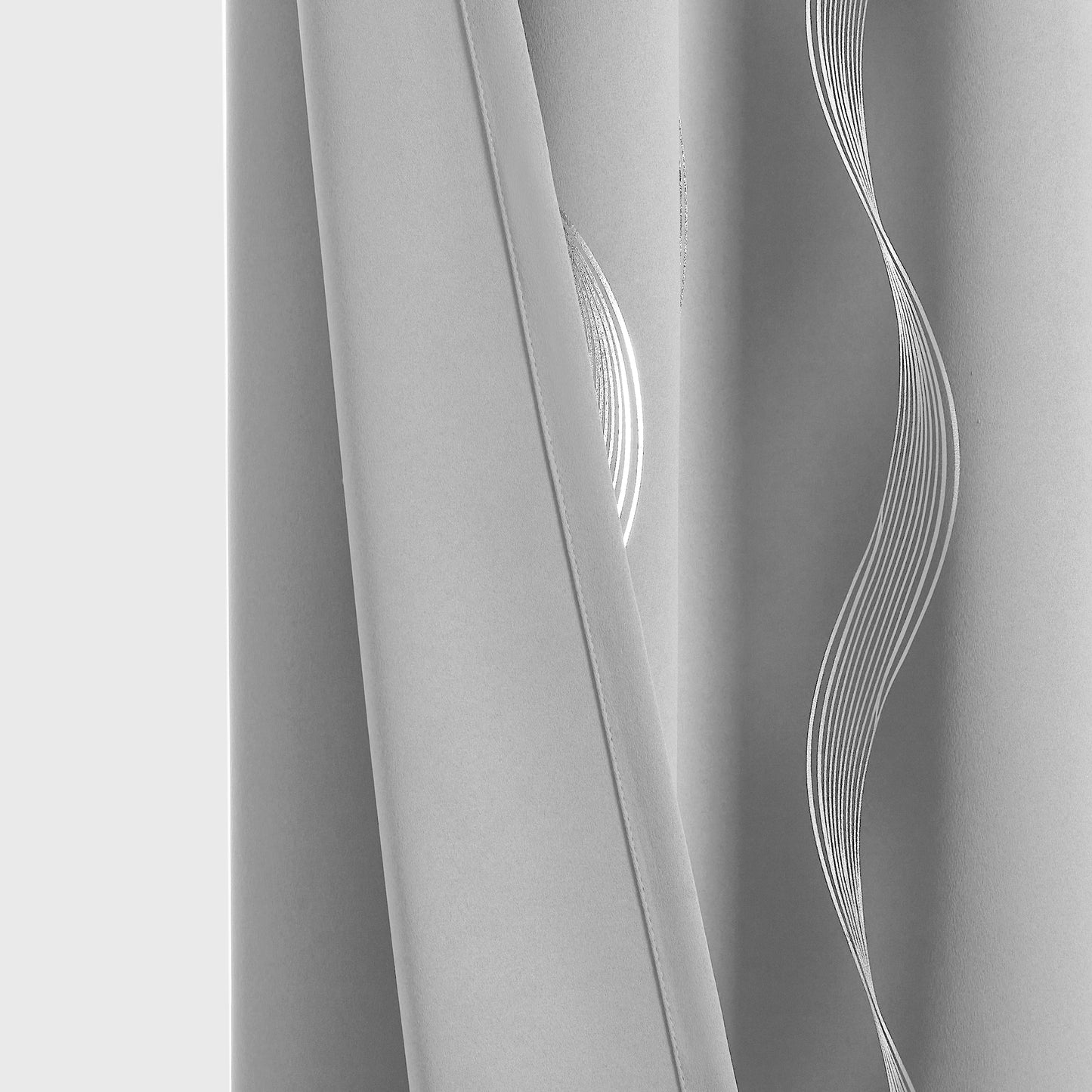 4Pcs Blackout Curtains Grommet Thermal Insulated Room Darkening  With Wave Foil Printed For Bedroom - TrendForce25