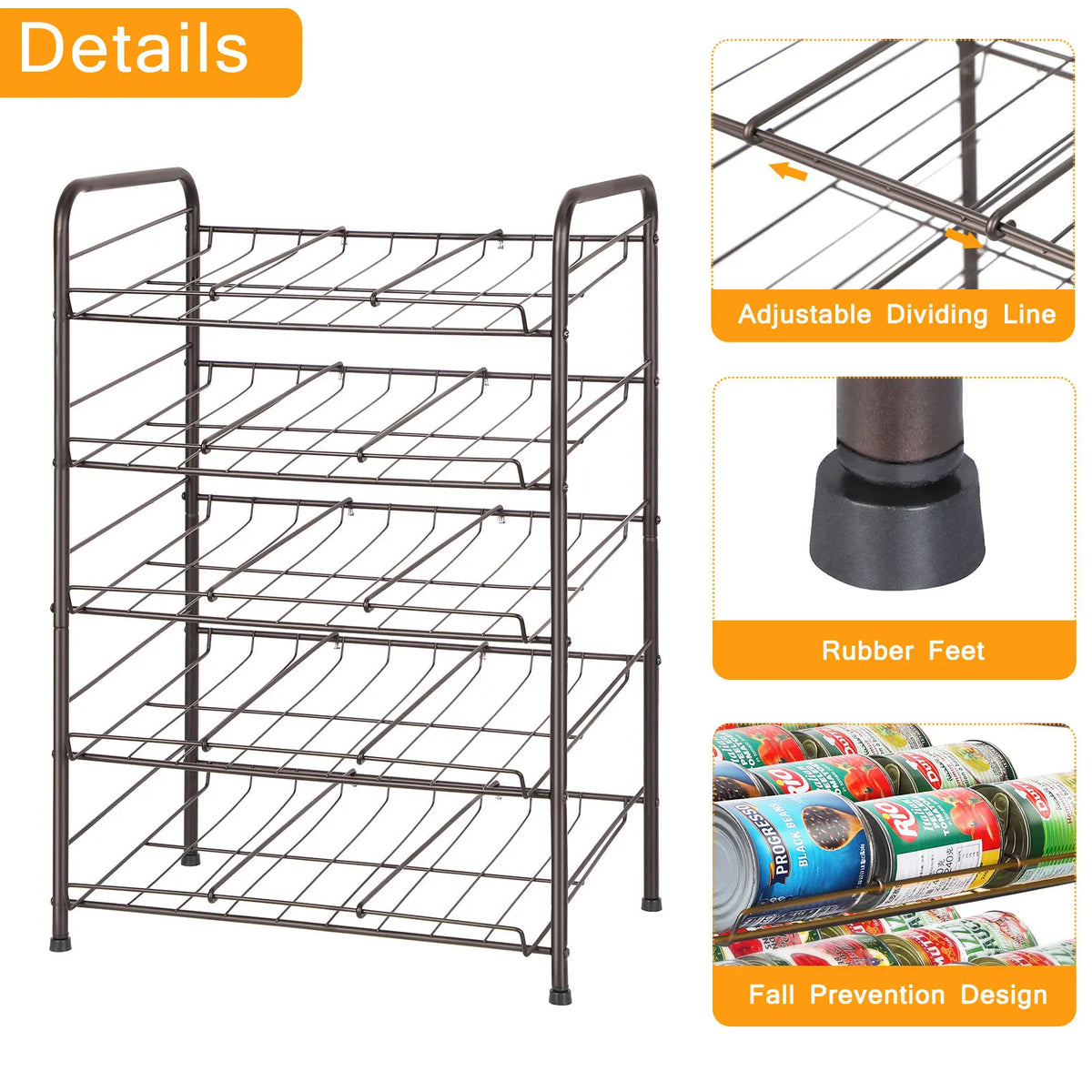 Load From Front Can Storage Rack Can rack storage rack, 5-layer can storage dispenser can accommodate 6 ...